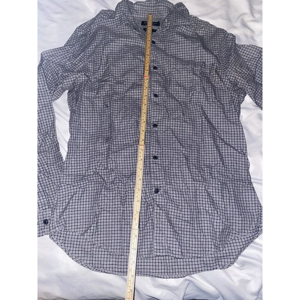 Banana Republic Luxe Flannel Camden Fit Windowpane Gray‎ Shirt Size Medium